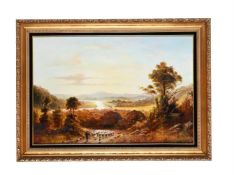 λ JOZEF KIVETS (AUSTRALIAN B.1946), ROMANTIC SCENE WITH SHEPHERD AND SHEEP