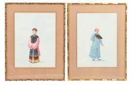 A PAIR OF CHINESE EXPORT PAINTINGS OF FIGURES, EARLY 19TH CENTURY