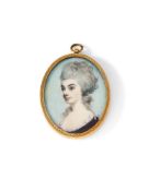 Y ATTRIBUTED TO GEORGE ENGLEHEART (1750-1829), A PORTRAIT MINIATURE OF MRS (COL) HERRIES