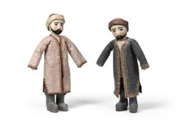 A PAIR OF PAPIER MACHE HEADED DOLLS, 20TH CENTURY