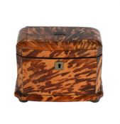 Y A WILLIAM IV TORTOISESHELL TEA CADDY, CIRCA 1835