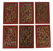 A SET OF TWELVE CHINESE WOODEN PANELS, EARLY 19TH CENTURY