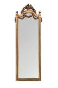 A FRENCH CARVED GILTWOOD WALL MIRROR, LATE 19TH OR EARLY 20TH CENTURY