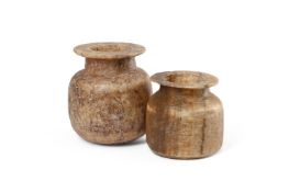 TWO EGYPTIAN ALABASTER POTS, 20TH CENTURY, IN THE ANTIQUE MANNER