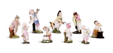 NINE VARIOUS HOCHST PORCELAIN FIGURES,CIRCA 1770