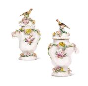 A PAIR OF WEST PANS PORCELAIN ROCOCO SCROLL VASES AND COVERS, CIRCA 1765