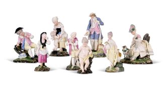 EIGHT VARIOUS HOCHST PORCELAIN FIGURES, CIRCA 1770