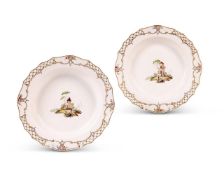 A PAIR OF TOURNAI HAGUE DECORATED PLATES,CIRCA 1770