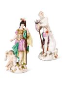 A MEISSEN FIGURE OF NEPTUNE WITH HIPPOCAMPUS, MID 18TH CENTURY