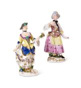 TWO MEISSEN COMMEDIA DELL'ARTE FIGURES, CIRCA 1750