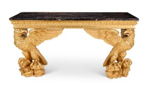 A CARVED GILTWOOD CONSOLE TABLE,18TH CENTURY AND LATER