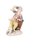 A MEISSEN ALLEGORICAL FIGURE EMBLEMATIC OF AUTUMN, CIRCA 1750