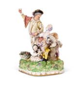 A VIENNA PORCELAIN CONVERSATION GROUP OF AN ACTOR WITH HIS WIFE AND CHILDREN, CIRCA 1770
