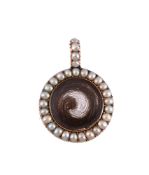 A GEORGIAN HALF PEARL GLAZED LOCKET