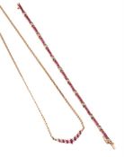 A RUBY AND DIAMOND NECKLACE AND BRACELET