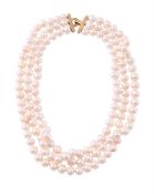 A THREE STRAND FRESHWATER CULTURED PEARL NECKLACE