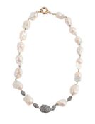 A BAROQUE FRESHWATER CULTURED PEARL AND DIAMOND NECKLACE