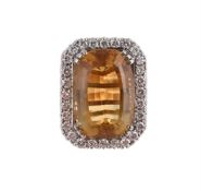 A CITRINE AND DIAMOND DRESS RING