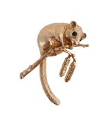A GEM SET 9CT GOLD NOVELTY BROOCH