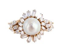 KUTCHINSKY, A CULTURED MABÉ PEARL AND DIAMOND RING