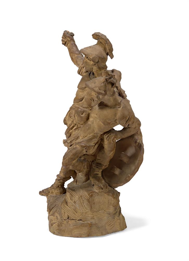 AN ITALIAN TERRACOTTA MYTHOLOGICAL SCENE- POSSIBLY MENELAUS AND PATROCLUS, 18TH CENTURY - Image 2 of 3