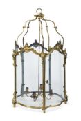A LOUIS XV STYLE GILT BRONZE HALL LANTERN, 19TH CENTURY