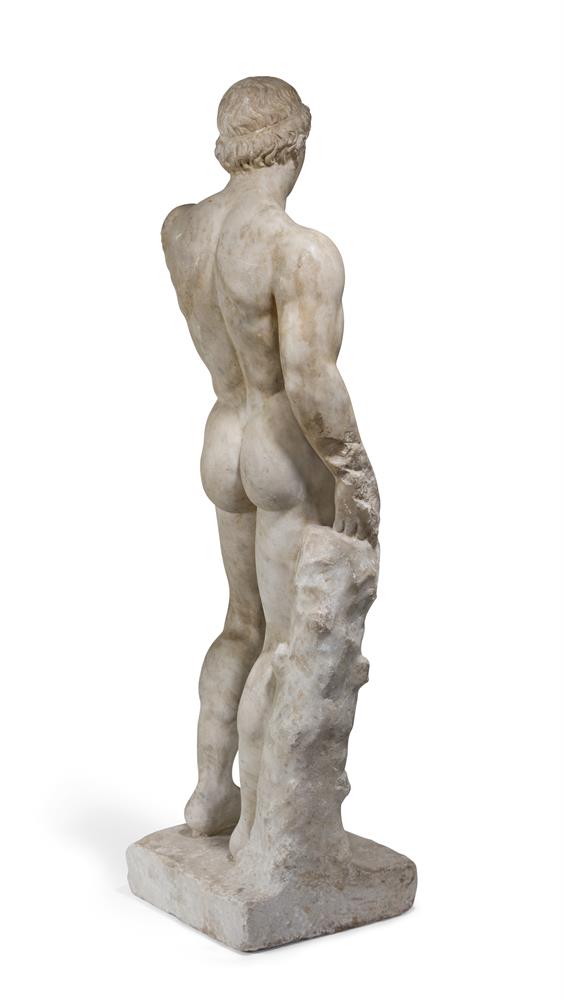 AFTER THE ANTIQUE- A WHITE MARBLE FIGURE OF STANDING MALE NUDE, ITALIAN, 18TH CENTURY - Image 3 of 7