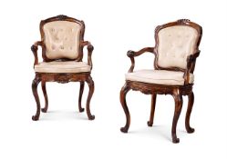 A PAIR OF INDO-PORTUGUESE COROMANDEL FAUTEUILS, 19TH CENTURY