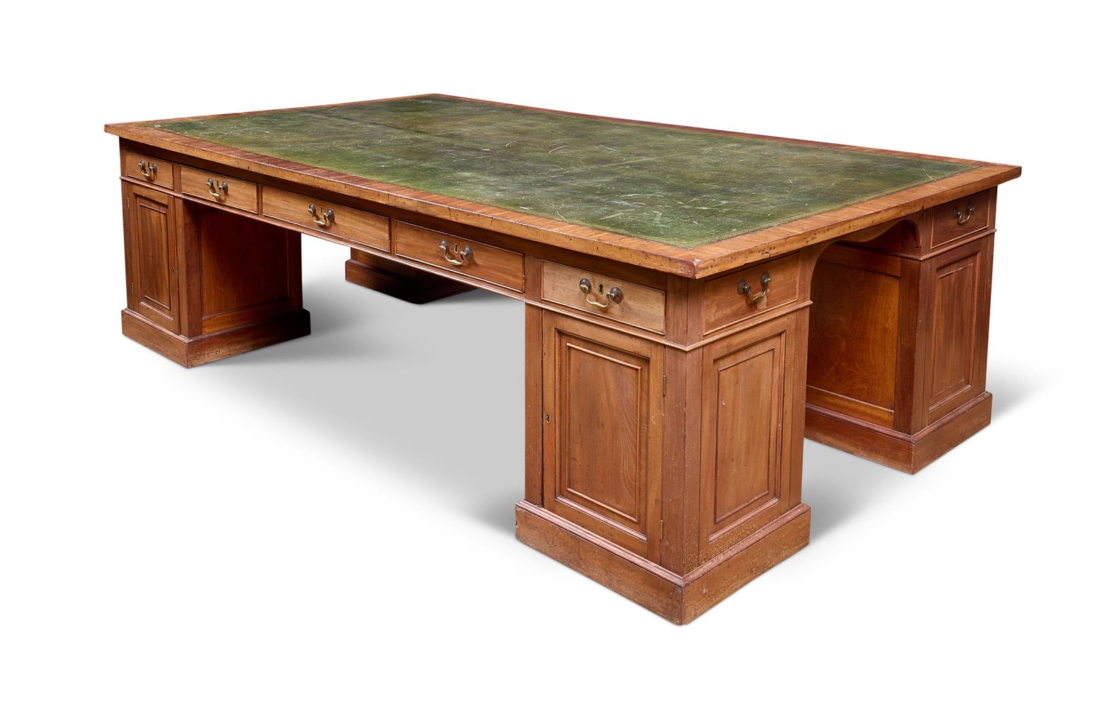 A VERY LARGE GEORGE III MAHOGANY FOUR PARTNERS' DESK, 19TH CENTURY - Image 2 of 2