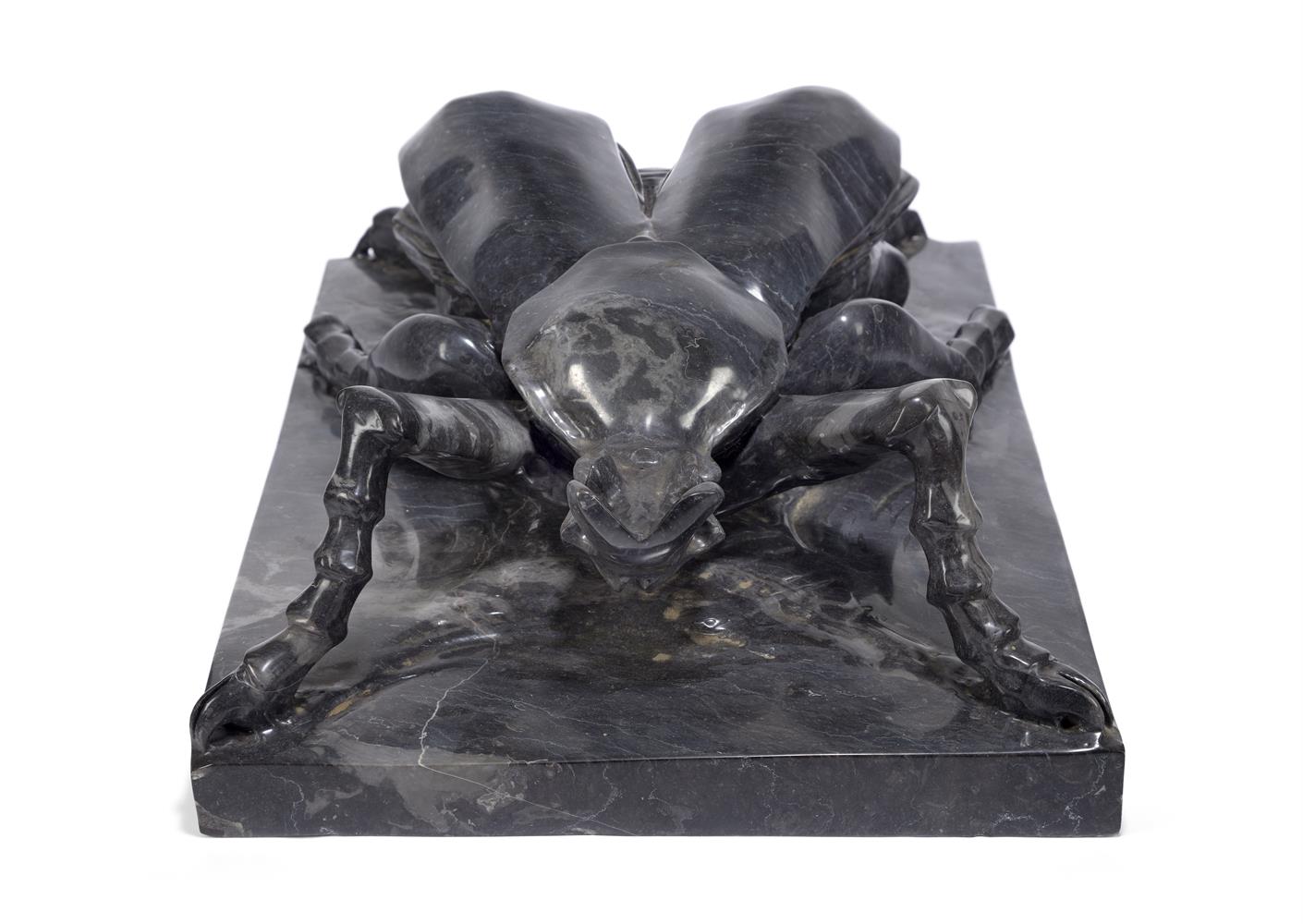 A LARGE BLACK MARBLE MODEL OF A BEETLE ITALIAN - Image 2 of 2