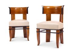 A PAIR OF WALNUT AND EBONISED SIDE CHAIRS, BY MARCELLO PIACENTINI (1881 - 1960)
