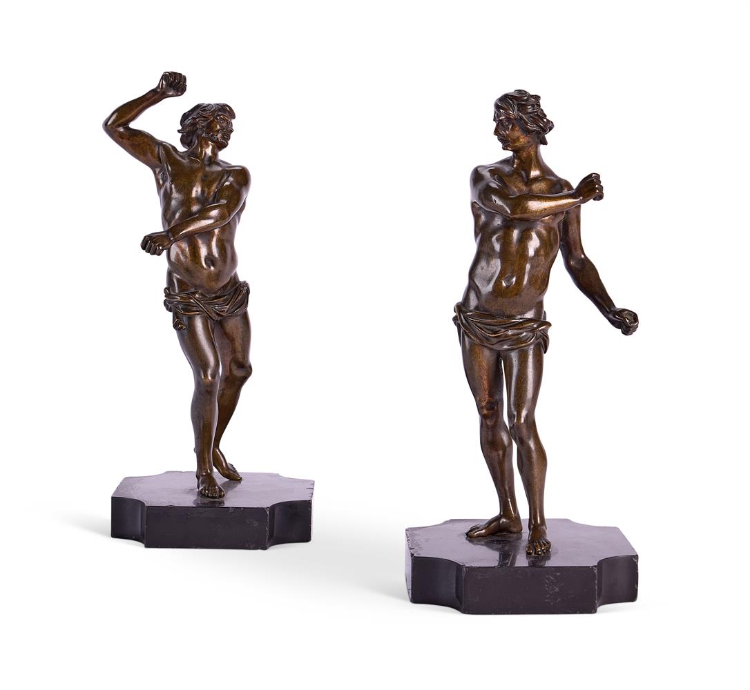 AFTER ALESSANDRO ALGARDI (1595-1654), TWO BRONZE FLAGELLATORS, LATE 17TH/EARLY 18TH CENTURY - Image 2 of 3