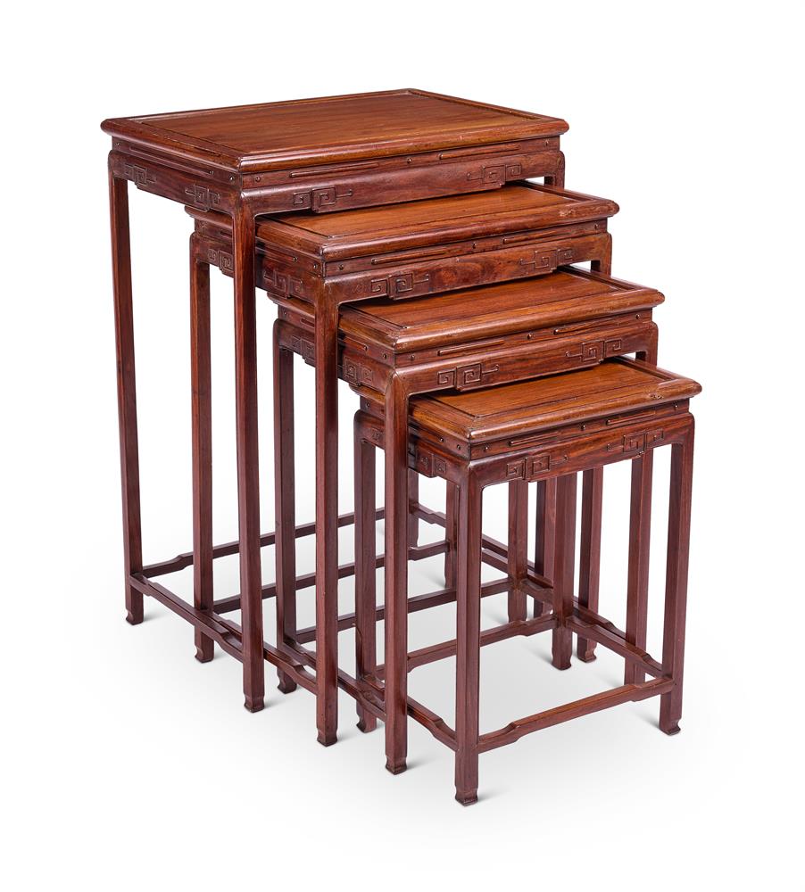 A NEST OF FOUR HARDWOOD TABLES, CHINESE, 19TH CENTURY