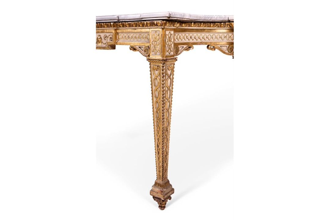 A PARCEL-GILT AND GREY-PAINTED SIDE TABLE, ITALIAN - Image 2 of 3