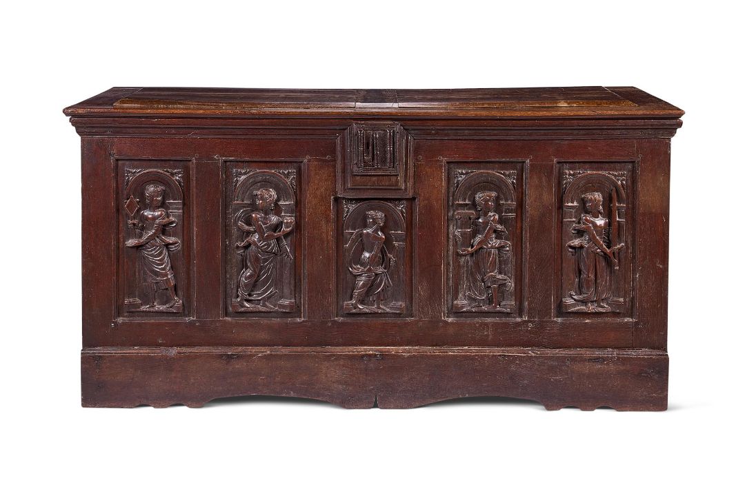 AN OAK COFFER, FLEMISH, 16TH CENTURY - Image 1 of 6