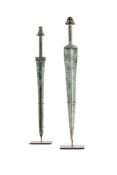 TWO LURISTAN BRONZE SWORDS NORTH WEST IRAN, CIRCA 11TH-9TH CENTURY B.C.