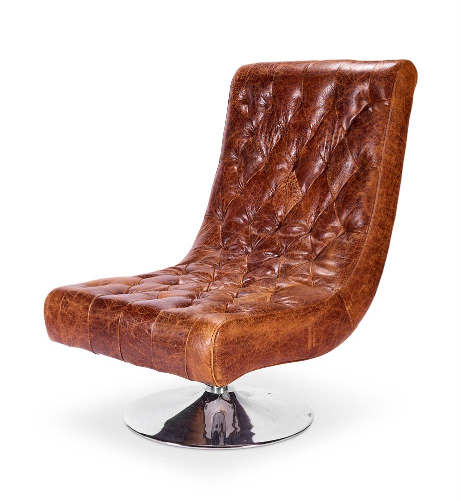 A PAIR OF MODERNIST SCHOOL LEATHER AND CHROME CHAIRS, 20TH CENTURY - Image 3 of 3