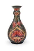 WILLIAM MOORCROFT (BRITISH, 1872-1945); 'REVIVED CORNFLOWER' KNOPPED-NECK VASE; CIRCA 1912