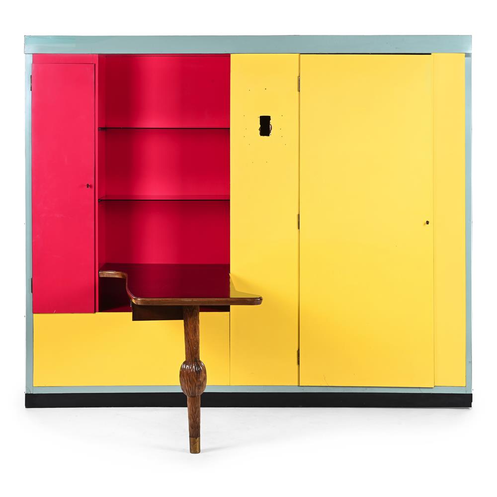 ITALIAN; AFTER A DESIGN BY CARLO MOLLINO (1905-1973); A LARGE MULTI-PURPOSE CABINET; MID-20TH CENTUR
