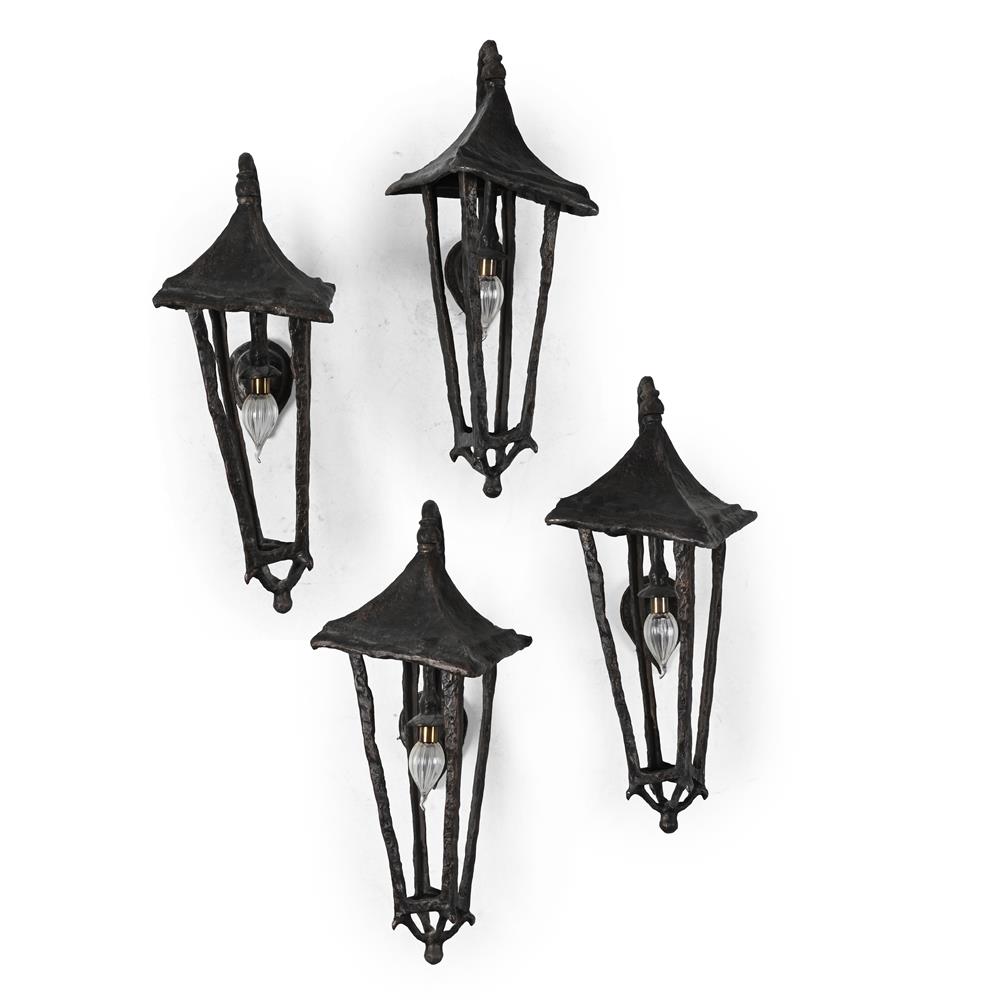 IN THE STYLE OF GIACOMETTI; FOUR 'GROTTO' WALL LIGHTS; EARLY 21ST CENTURY