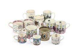 ERIC RAVILIOUS (1903-1942) THREE '1953' CORONATION COMMEMORATIVE MUGS AND 'A NURSERY ALPHABET' MUG