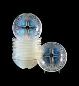 RENÉ LALIQUE (FRENCH, 1860-1945); TEN SMALL 'COQUILLES' BOWLS; DESIGNED 1924; PRE 1945