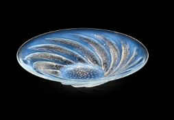 RENÉ LALIQUE (FRENCH, 1860-1945); 'POISSONS' SHALLOW BOWL; DESIGNED 1931; PRE 1945