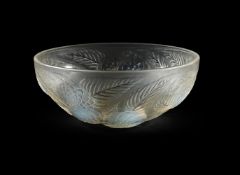 RENÉ LALIQUE (FRENCH, 1860-1945); 'DAHLIAS' BOWL; DESIGNED 1921; PRE 1945