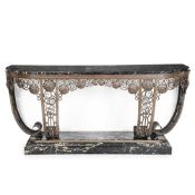 EDGAR BRANDT (FRENCH, 1880-1960); A LARGE CONSOLE; CIRCA 1930