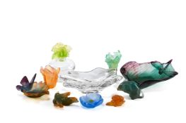 FRENCH ART GLASS; A BACCARAT VIDE POCHE AND A VARIETY OF DAUM ORNAMENTS; CIRCA 2000