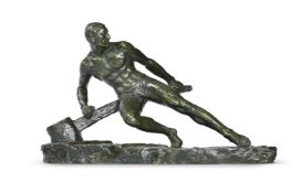 PIERRE LE FAGUAYS (FRENCH, 1892-1962); AN ART DECO SCULPTURE OF OF A MALE ATHLETE; CIRCA 1930