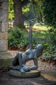 DONALD SIMPSON (1926-2023); LARGE FIGURAL SCULPTURE WITH SUNDIAL; 1977