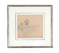 FRANK BRAMLEY (BRITISH, 1857-1915); PORTRAIT OF MRS ADA PHOEBE GODMAN, WORKING ON THE PANELS; 1900