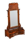 A WALNUT AND BURR WALNUT DRESSING MIRROR, LATE 19TH OR EARLY 20TH CENTURY